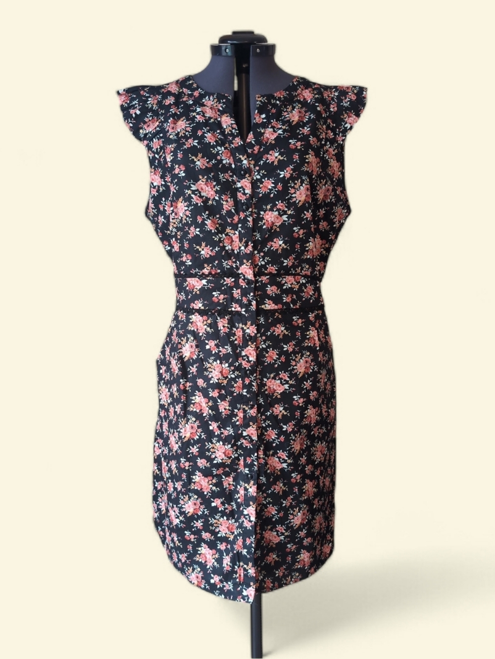 Floral Cotton Black Dress